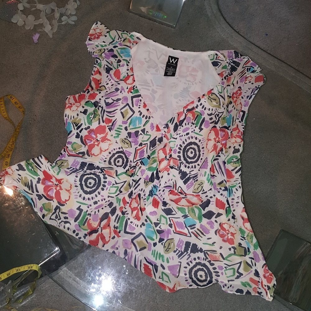 'Work to Weekend' orange floral side zip top